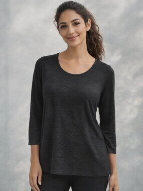 JM Collection black jacquard top